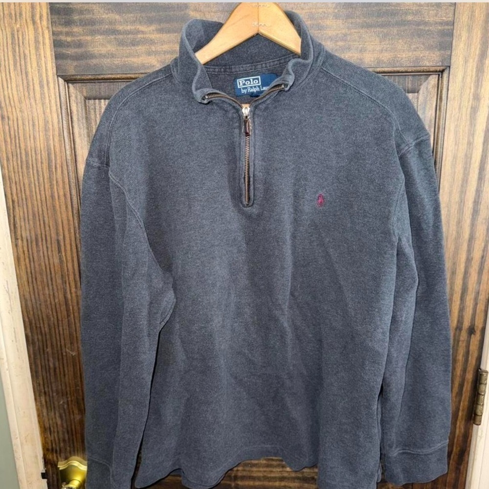 Ralph Lauren Men's Charcoal Quarter Zip Up Sweater